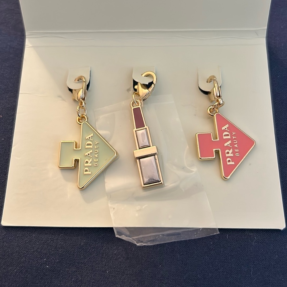 Prada Beauty Perfume and Lipstick Charms set of 3 new